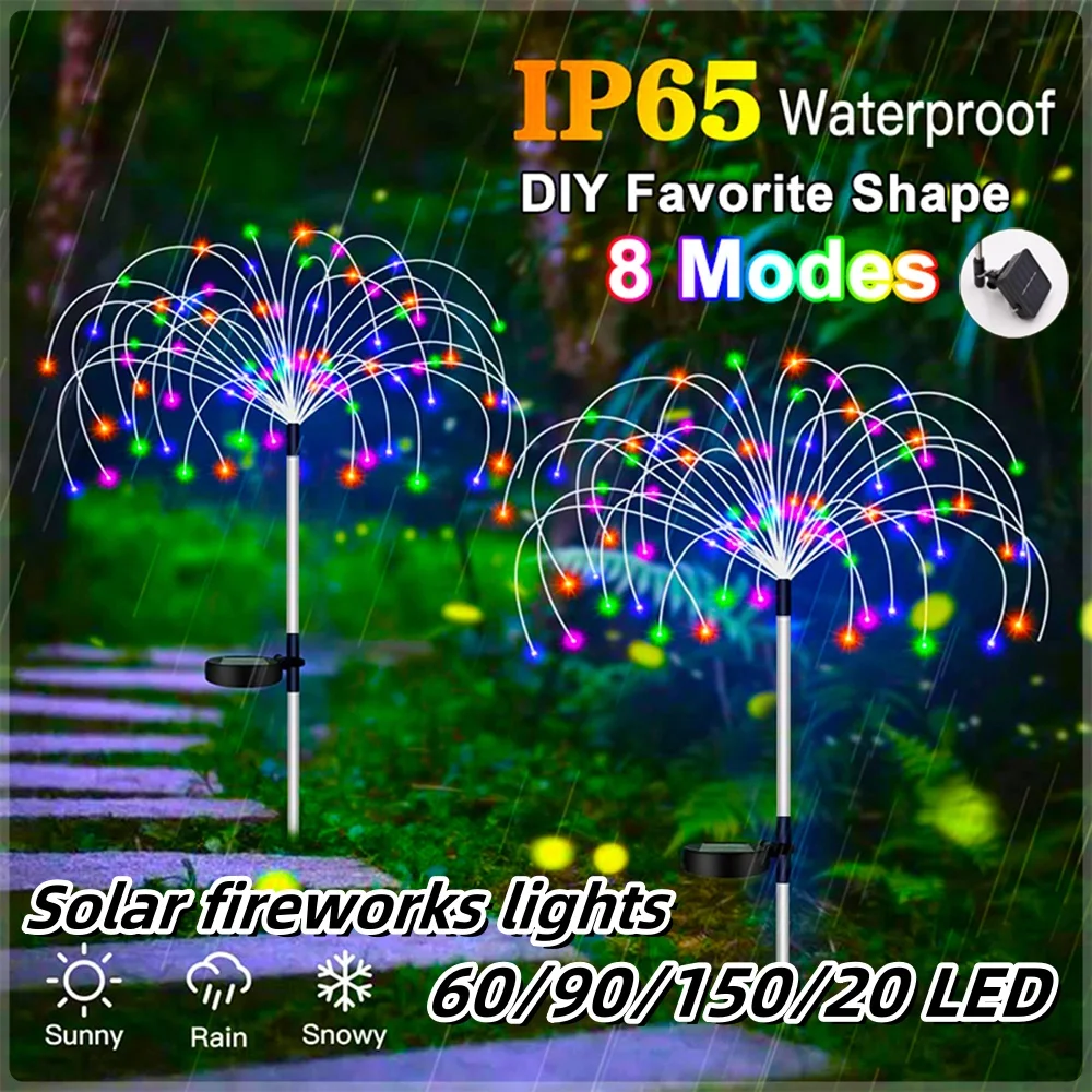 200LED impermeabile solare fuochi d\'artificio luce cortile esterno prato a terra LED con 8 modalità di illuminazione adatte per la decorazione delle