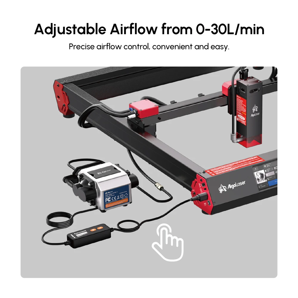 AlgoLaser lasergraveerder Apha MK2 20W vermogen met 30L laser Air Assist AlgoOS-systeem 3,5-inch touchscreen voor direct beeldgraveren