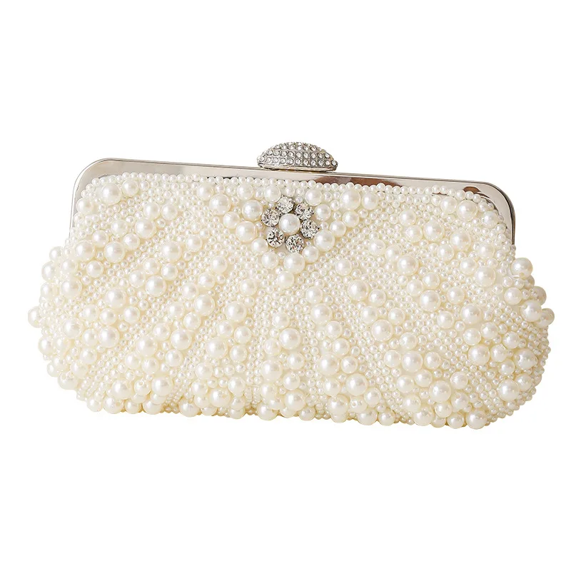 

Timeless Pearl Beaded Clutch - Hand-Embroidered Evening Bag For Banquet Attire Crystal-Embellished Party Clutch Rhinestone Purse