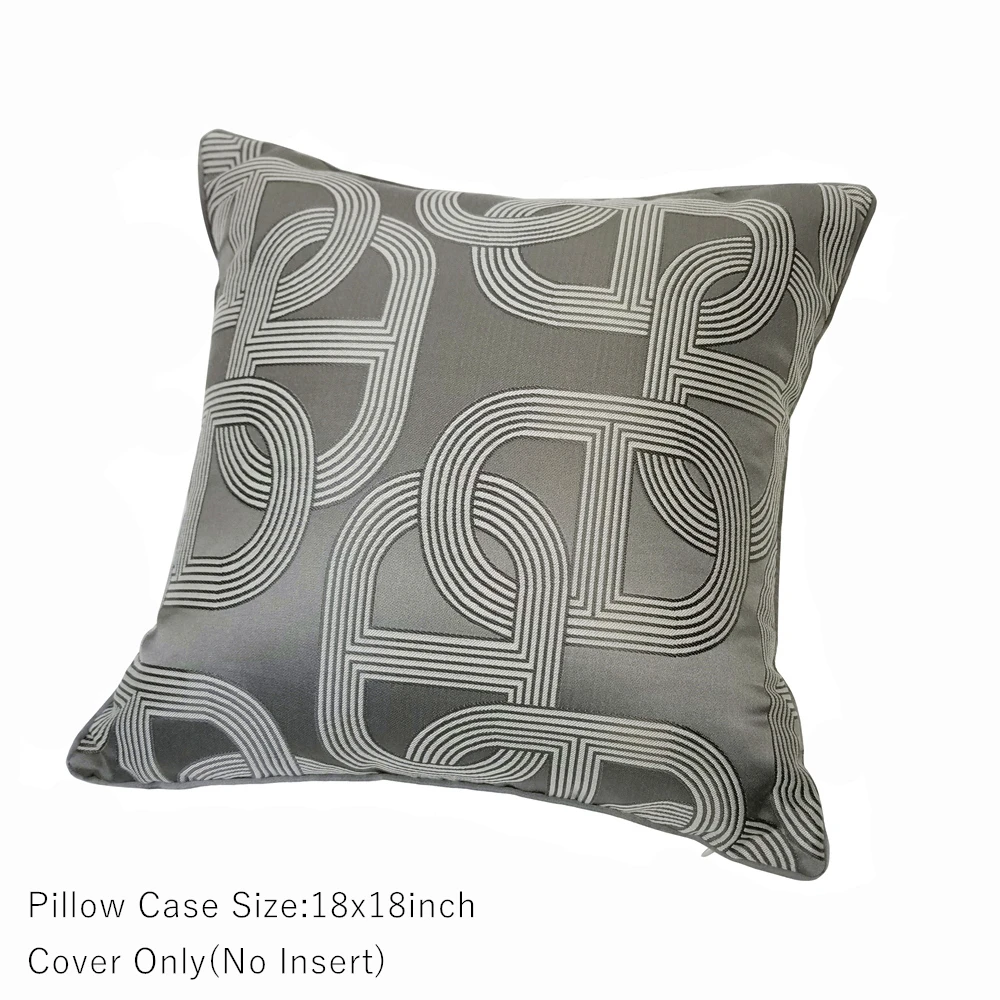 Geometria contemporanea catena grigio scuro ellisse divano sedia Designer piping fodera per cuscino Decor Home Pillow Case 18x18 pollici