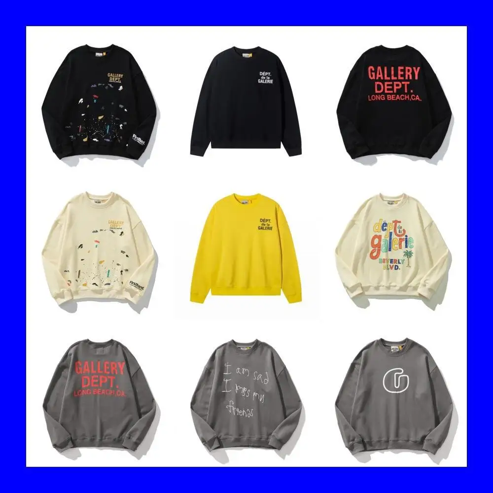 

Retro Washed Long Sleeve Hoodie Men's Graffiti Gold Lettering High Street Style Oversized Casual Comfortable Streetwear