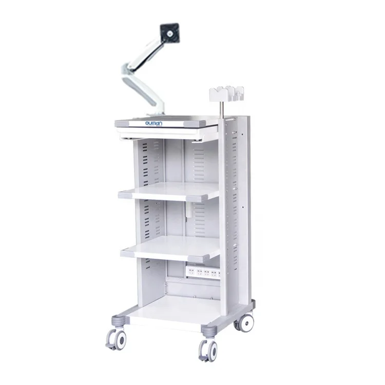 High quality endoscopy cart medical trolley cart with casters for hospital