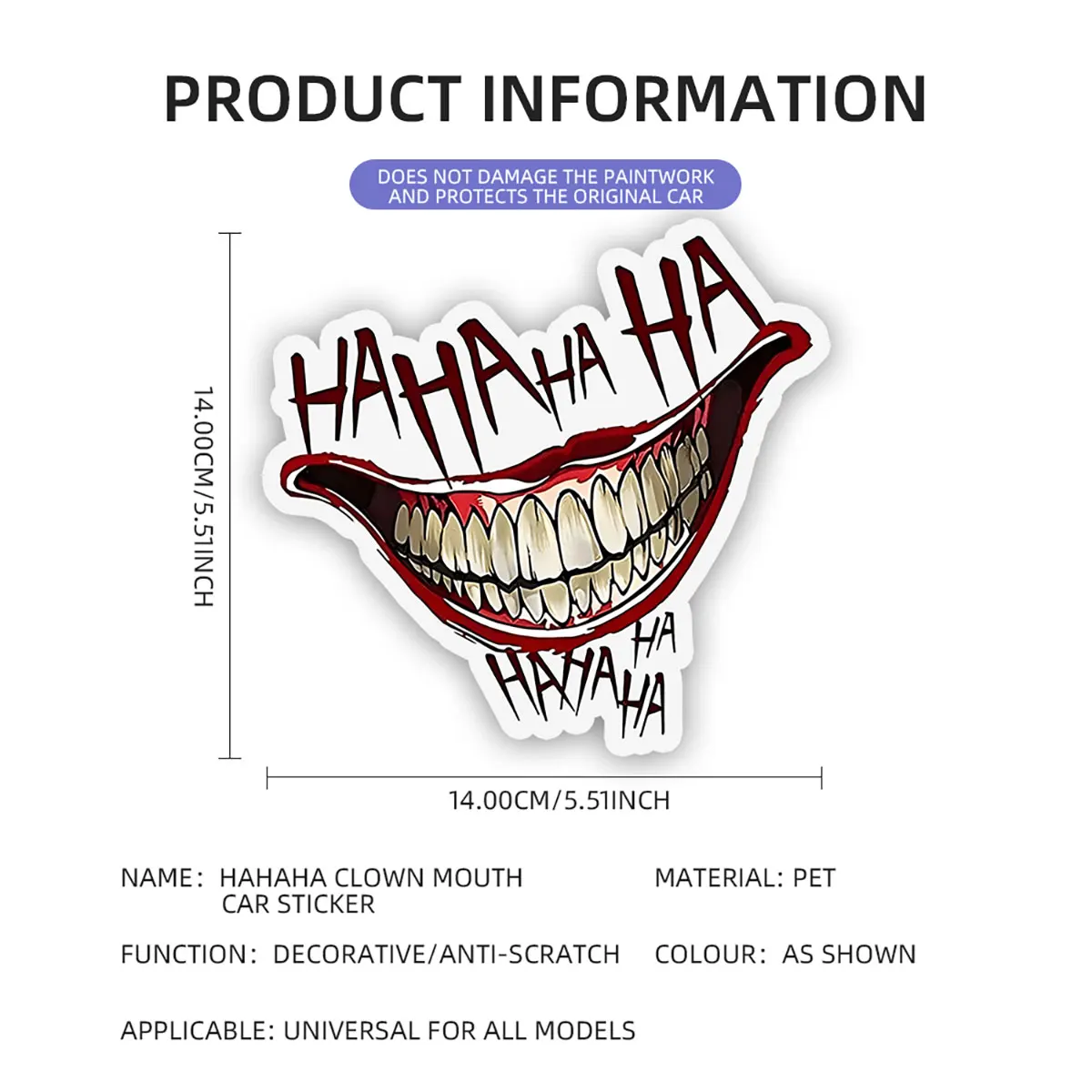 5/10/20pcs Clown Mouth HAHAHA Car Sticker Motorbike Body Sticker Waterproof Funny Big Mouth Sticker Auto Styling Decoration