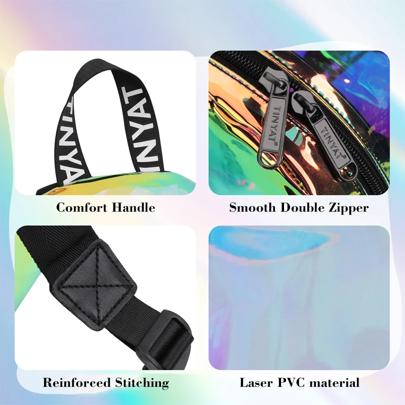 حقائب ظهر شفافة من مادة PVC من TINYAT للنساء، حقيبة مدرسية أنيقة مقاومة للماء لمهرجان الموسيقى، حقيبة ita لسهولة التفتيش أثناء السفر
