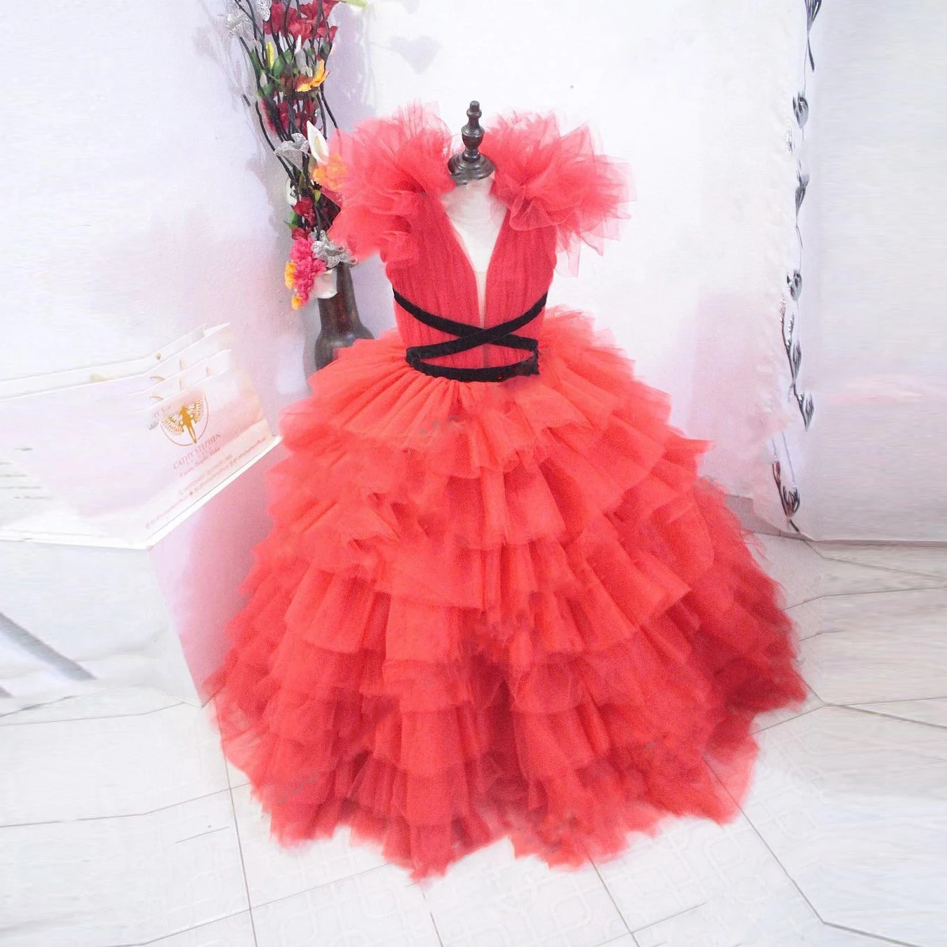 

Real Picture Puffy Girl Pageant Dress Flower Girls Dresses for Wedding Kids Lush Ruffles Party Birthday Gowns for Photoshoot