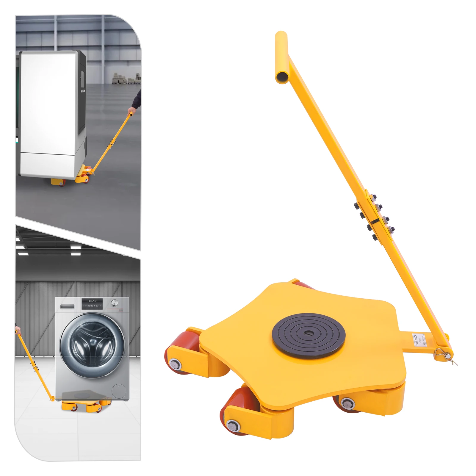 Réservoir de Transport jaune avec poignée, outil de Transport Portable 4T, déplacement de machines à palettes logistique à 5 roues