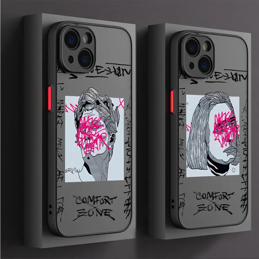 Graffiti Great Art Aesthetic David Phone Case for iPhone 14 15 16 Pro Max Plus 12 13 11 Pro Max SE 7 8 XR XS 12 Mini Matte Soft image 4