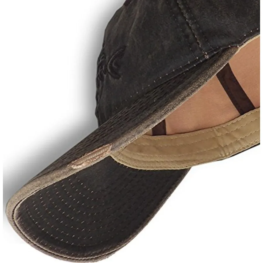 قبعة خارجية قابلة للتعديل لصيد الأسماك والمشي لمسافات طويلة من القطن باللون البني الداكن مع تصميم متين لسمكة العظام لـ AllDa المريحة