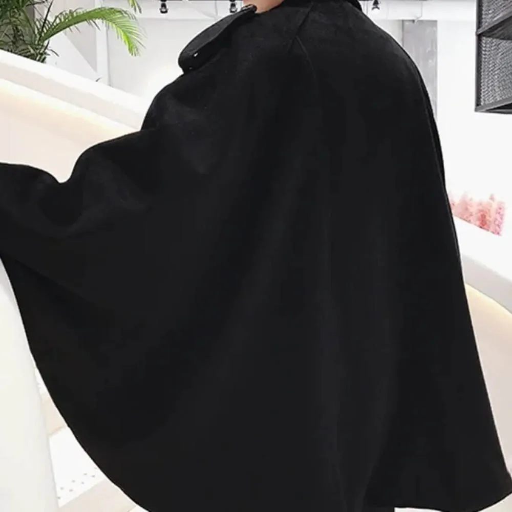 رجل الخريف كيب تقليد الصوف قوس هيم سترة الشارع الشهير موضة فضفاضة أنيقة مزاجه الشباب كيب ملابس للرجال 2025 جديد #5