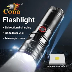 Powerful Spotlight Long Range LED Flashlight Strong Light Lamp Tactical Torch Lantern Built-in Battery Type-C Charging Torch