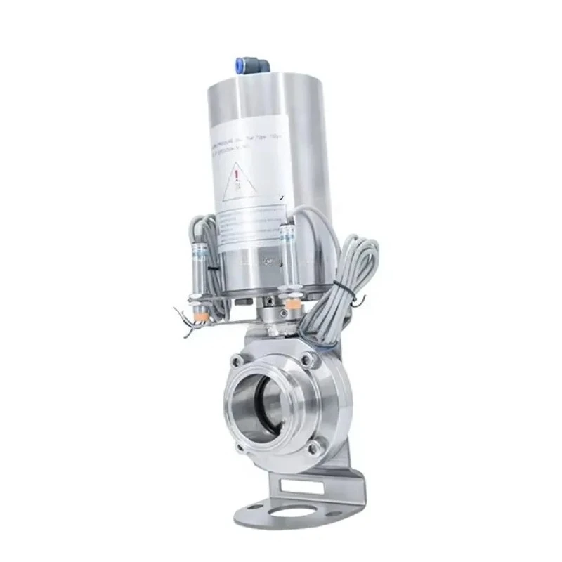 Premium SS304 SS316L Stainless Steel Pneumatic Food Grade Sanitary Clamp Butterfly Valves With Approach Switch for Alcohol Beer