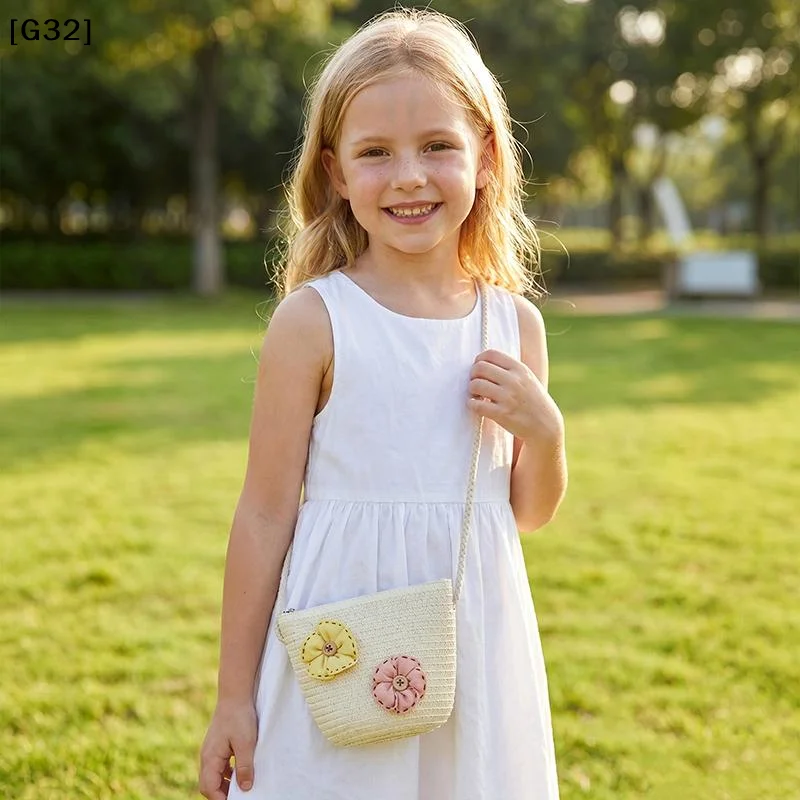 Mini Fashion Handmade Girls Summer Children Weaving Bag Shoulder Bag Handbags Straw [G32]