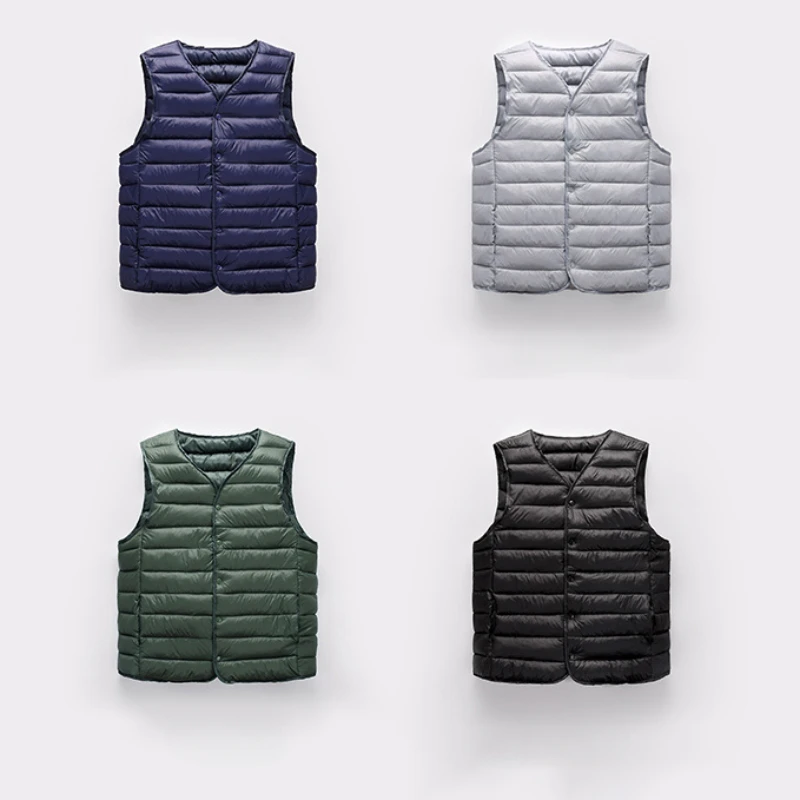 Autumn and Winter Fashion Men's Sleeveless Down Vest Warm Vest for Casual Wear Cotton Jacket Inner Wear Lightweight Waistcoat