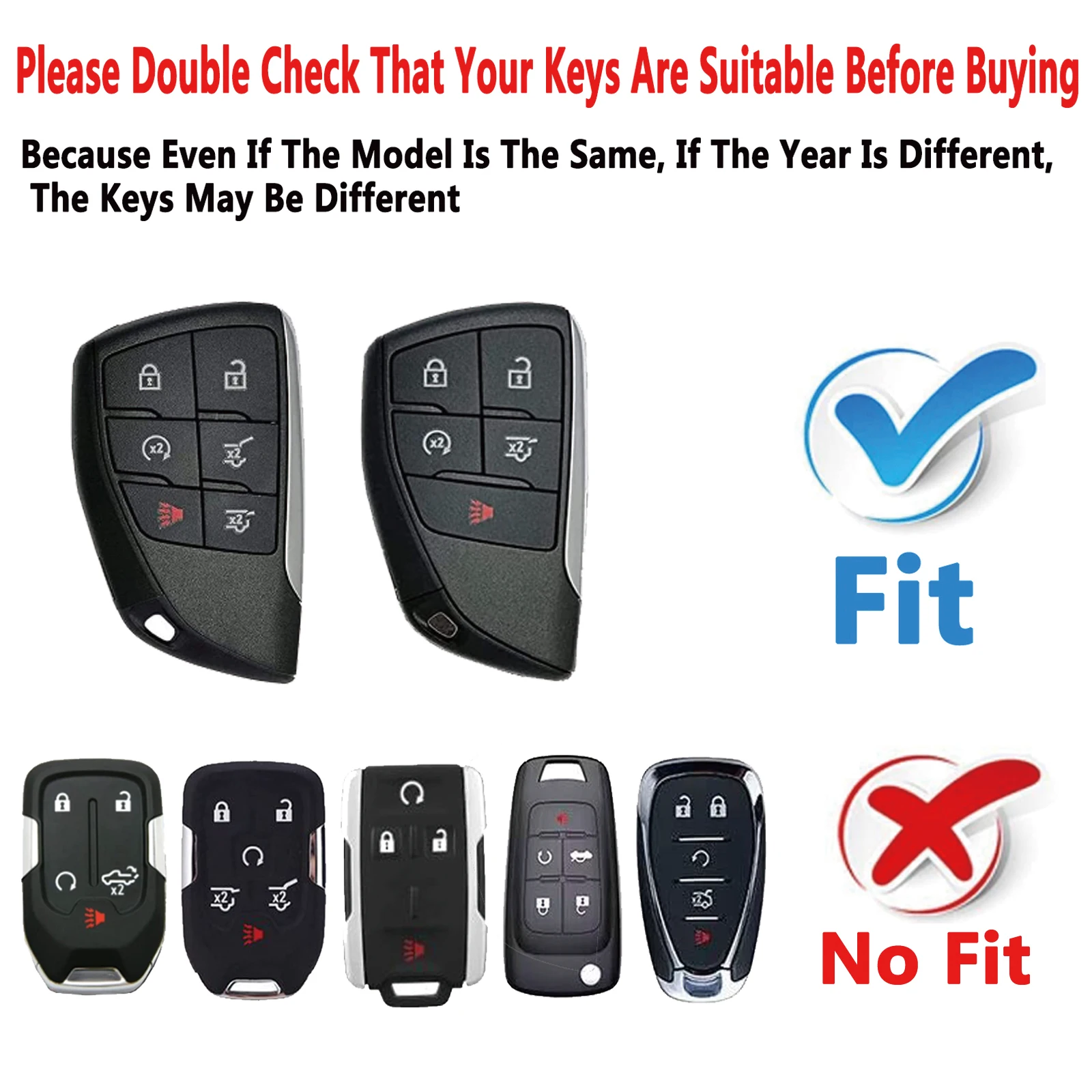 Key Fob Cover Case Compatible with Chevy 2021-2023 Suburban Tahoe GMC Yukon Buick Encore Avenir Accessories Shell Protector