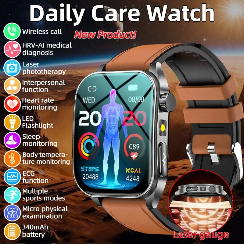 

LIGE ECG Clock Body Temperature Smart Watches Men Women Flashlight Bluetooth Call Heart Rate Blood Oxygen Health Smartwatch 2025