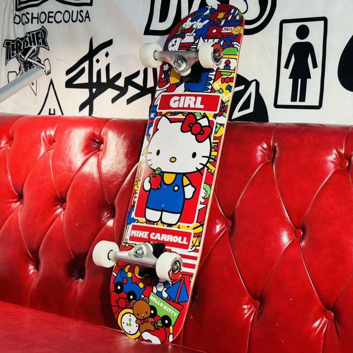 

Anime Sanrio Hello Kitty Double Kick Skateboard Four Wheels Professional Skateboards for Boys Girls Street Sports Skate Board
