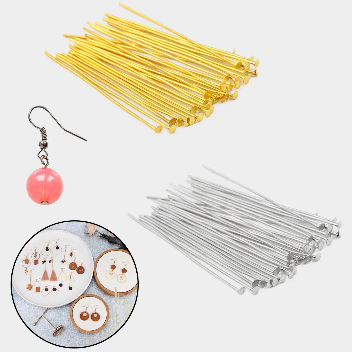 300Pcs Gold Color White K 9 Shaped Eye's Pin Flat Head Pins for Jewelry Making Earring repair Accessories DIY 20 30 35 40 50mm image 4