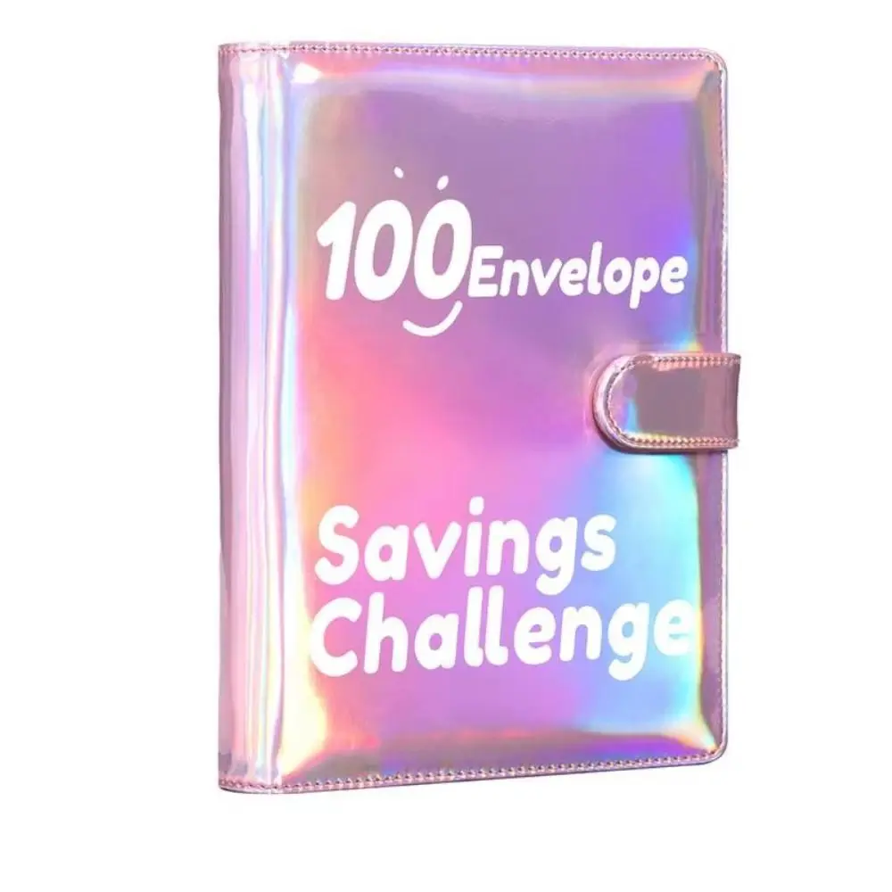 Cash Envelopes Money Saving Binder Durable Waterproof Mini Budget Binder Laser Colorful Savings Challenges Book Kids