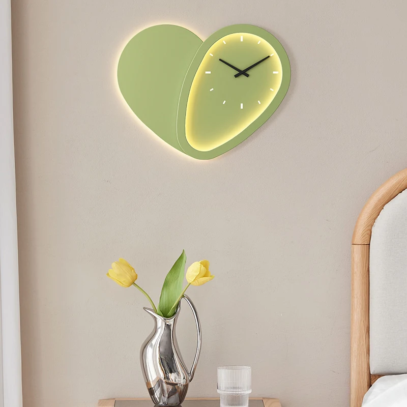 With Clock Wall Lamp Love Shaped Design Indoor Parlor Bedroom Lighting Fixtures Sconce Dimmable Dropshipping