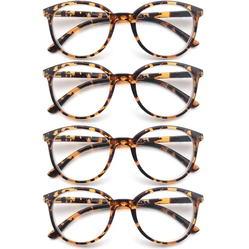 Imagen 2 del producto Gafas de lectura redondas para mujer, anteojos para lectores, montura clásica, bisagra de resorte de plástico flexible, uso ligero con dioptrías + 1,0 ~ 4,0