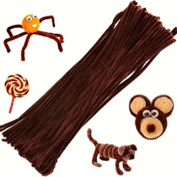 100 Pcs Coffee Pipe Cleaners,Pipe Cleaners for Crafts,Pipe Cleaner Crafts,Chenille Stems for Craft Kids DIY Arts&Crafts Supplies