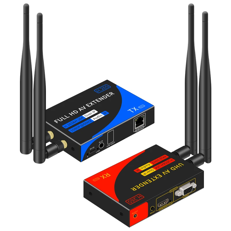 1080P 200M Ekstender Kompatibel dengan HDMI Nirkabel 1 Ke 4 Penerima Pemancar Video Audio Splitter Mendukung Kabel Jaringan VGA Out Rj45