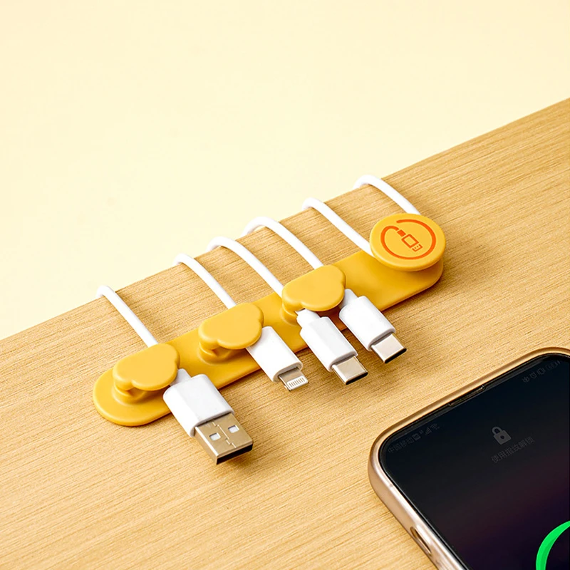 5 Pcs Desktop Data Cable Clip Headphone Wire Organizer Phone Wire Holder Silicone USB Cables Organizer Cable Holder for Mouse