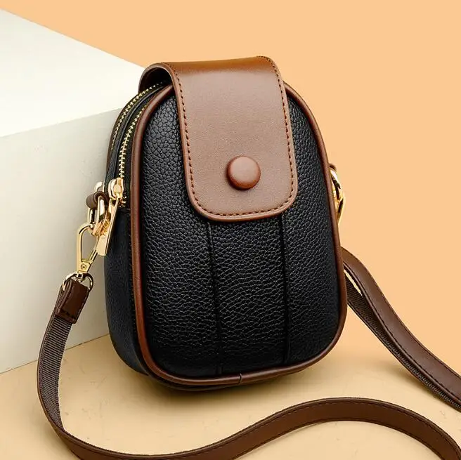 Women\'s Leather Shoulder Bags Contrast Messenger Bag Designer Ladies Crossbody Bag Small Phone Bags