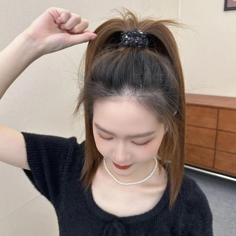 Bande de cheveux tricotée en laine colorée, serviette à haute élasticité et durabilité, couvre-chef en caoutchouc épais pour femmes, accessoires Anime