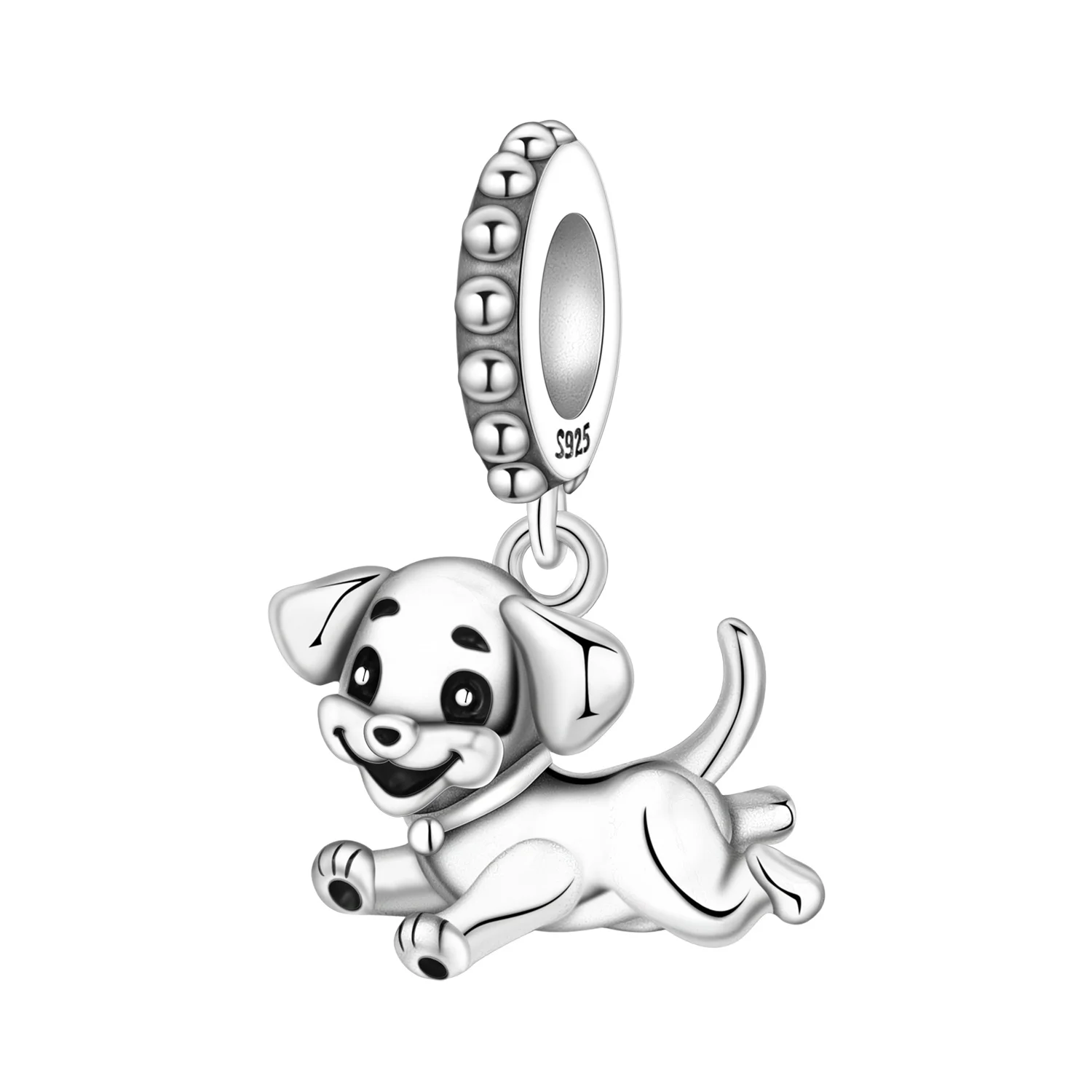 PANPOKI 925 Sterling Silver Happy Running Dog Charms Beads Pendant Fit DIY Bracelet Necklace Jewelry Souvenir Gifts