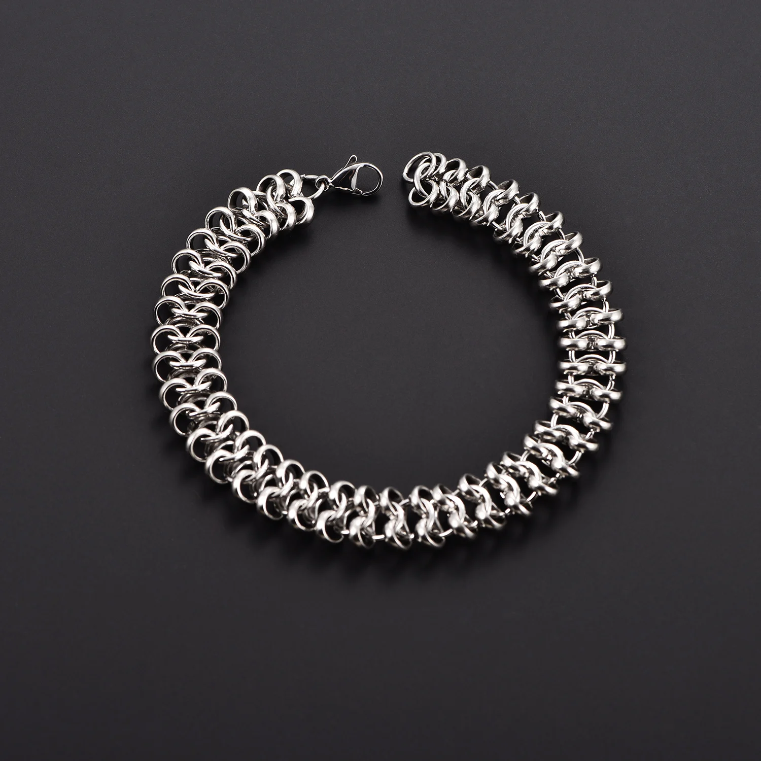 12MM Hiphop Rock Punk Armbänder Edelstahl Handkette Armband Wasserdichter Schmuck Zubehör – Detail 4