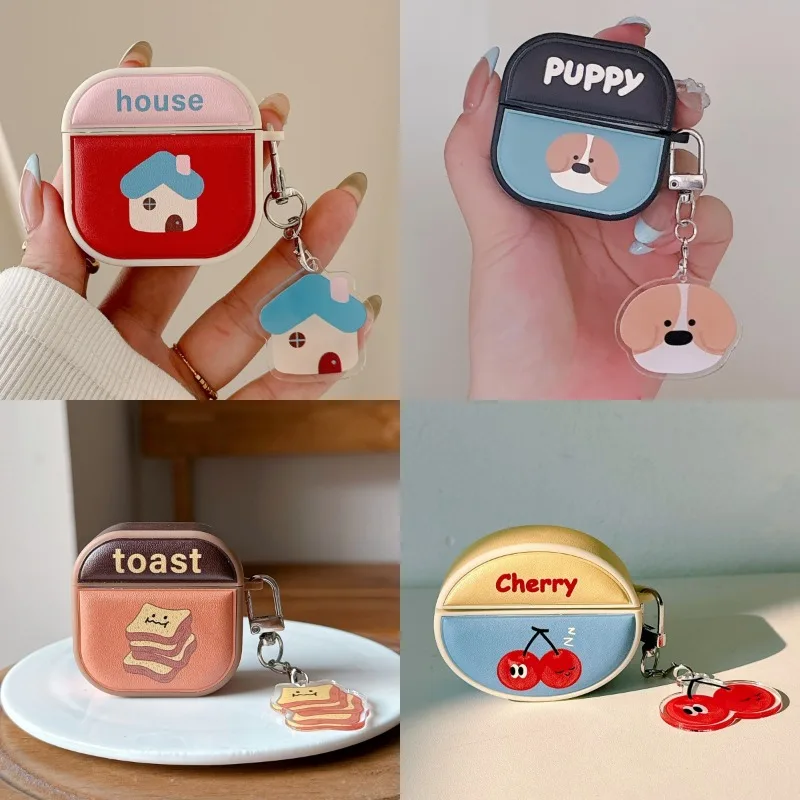 

Cute Toast Drowsy Cherry Headphone Case for Huawei FreeClip 2 Pro 4 Pro3 SE2 SE3 5i 6i 7i 6 4/4e Protective Cover with Pendant