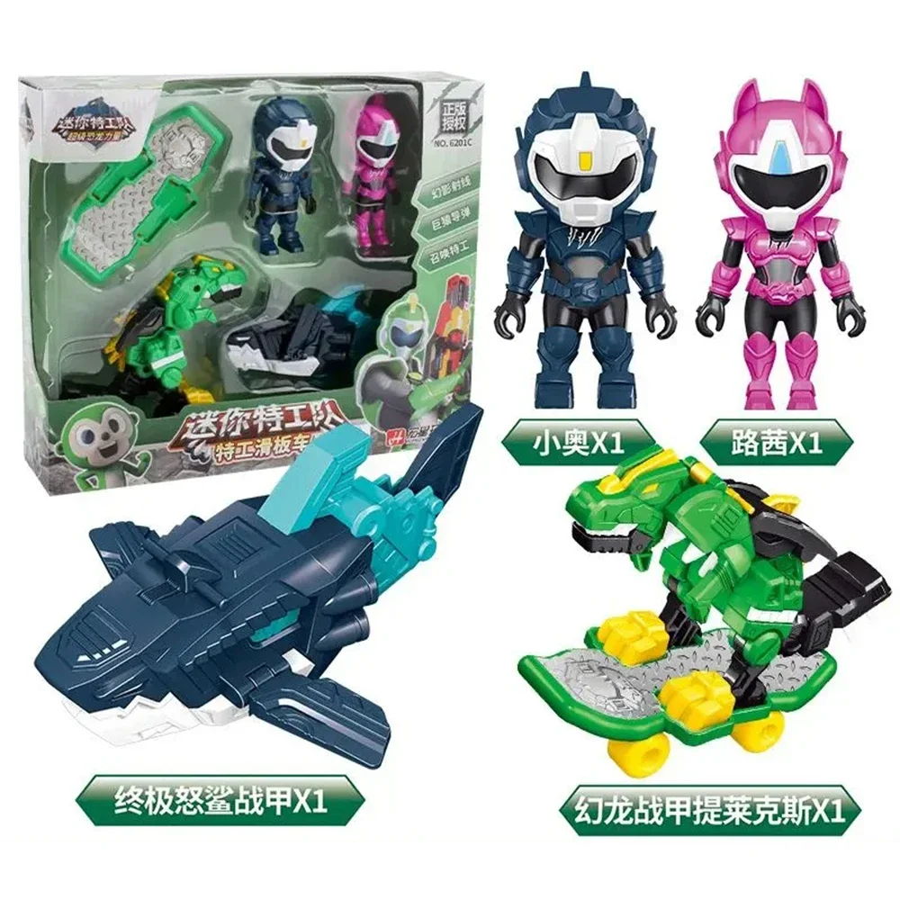 Mini Force X Super Dinosaur Power Transformation Skateboard Toys Action Figures MiniForce Warrior Model Robot Gifts