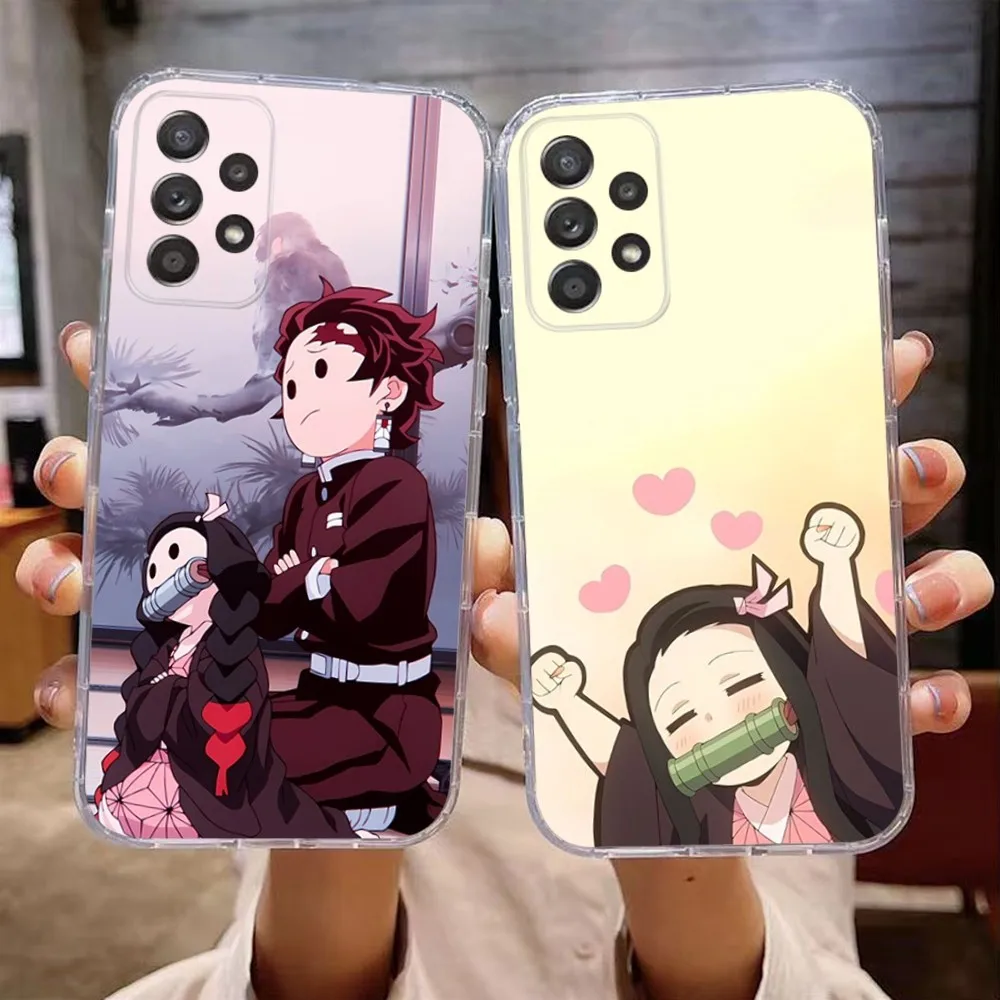 Cute N-Nezuko K-Kamado Phone Case For Samsung Galaxy A71,70,52,51,40,31,A50,30S,21S,Note20ultra Transparent Cover