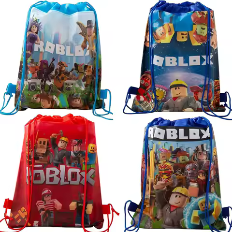 Roblox Non Woven Drawstring Backpack with Drawstring Pockets Men's and Women's Storage Bags, Swimming Bag Daily Necessities