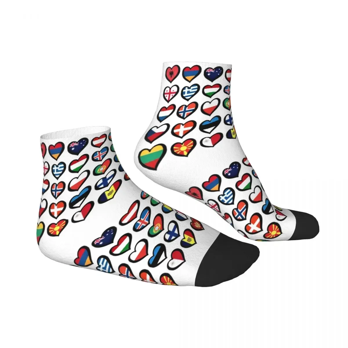 Eurovision Song Contest Flags Hearts Socks Harajuku Soft Stockings All Season Socks Accessories for Unisex Birthday Present