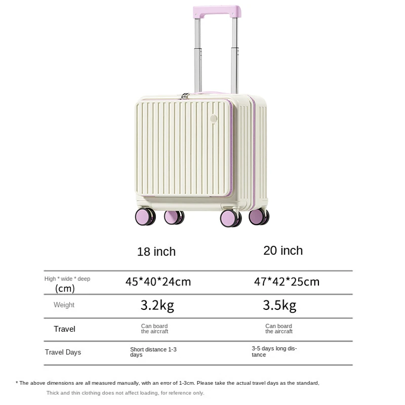 Valigia da viaggio Cabina da viaggio Valigia da viaggio con apertura laterale con ruota girevole silenziosa da 18/20 pollici 1:9 Scatola d'imbarco leggera di grande capacità