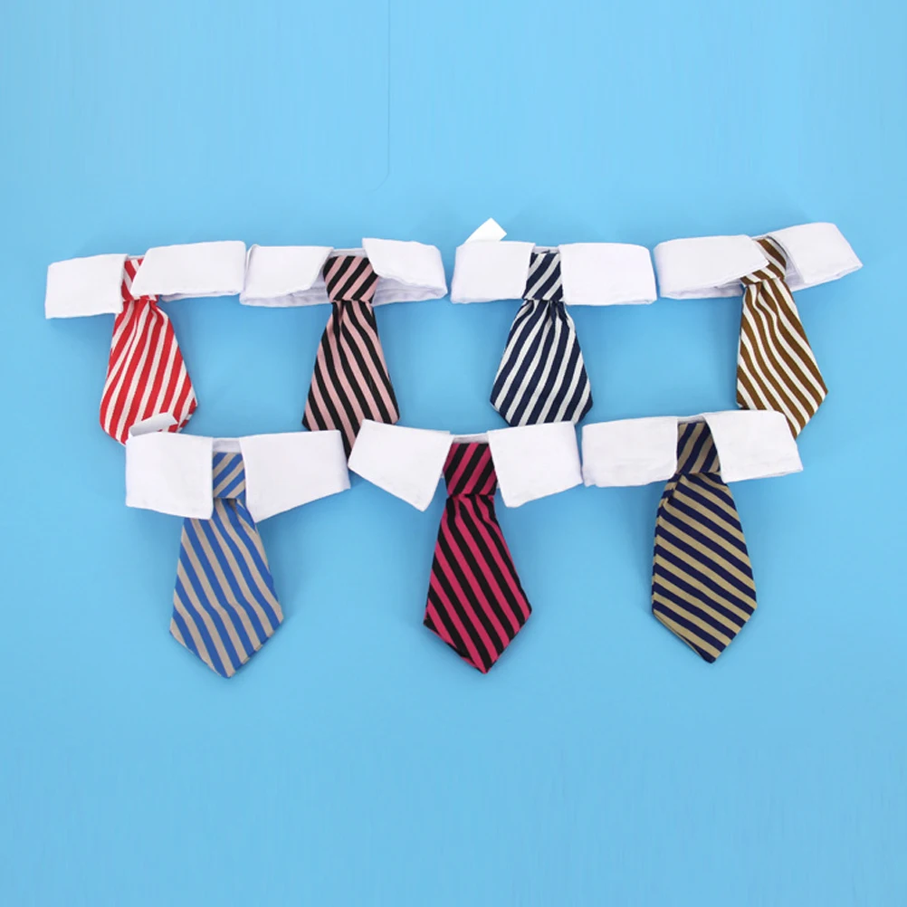 

Adjustable Pet Necktie and Collar in Blue White Stripes for Dogs Cats Holiday Party Formal Wear Comfortable Lightweight Design