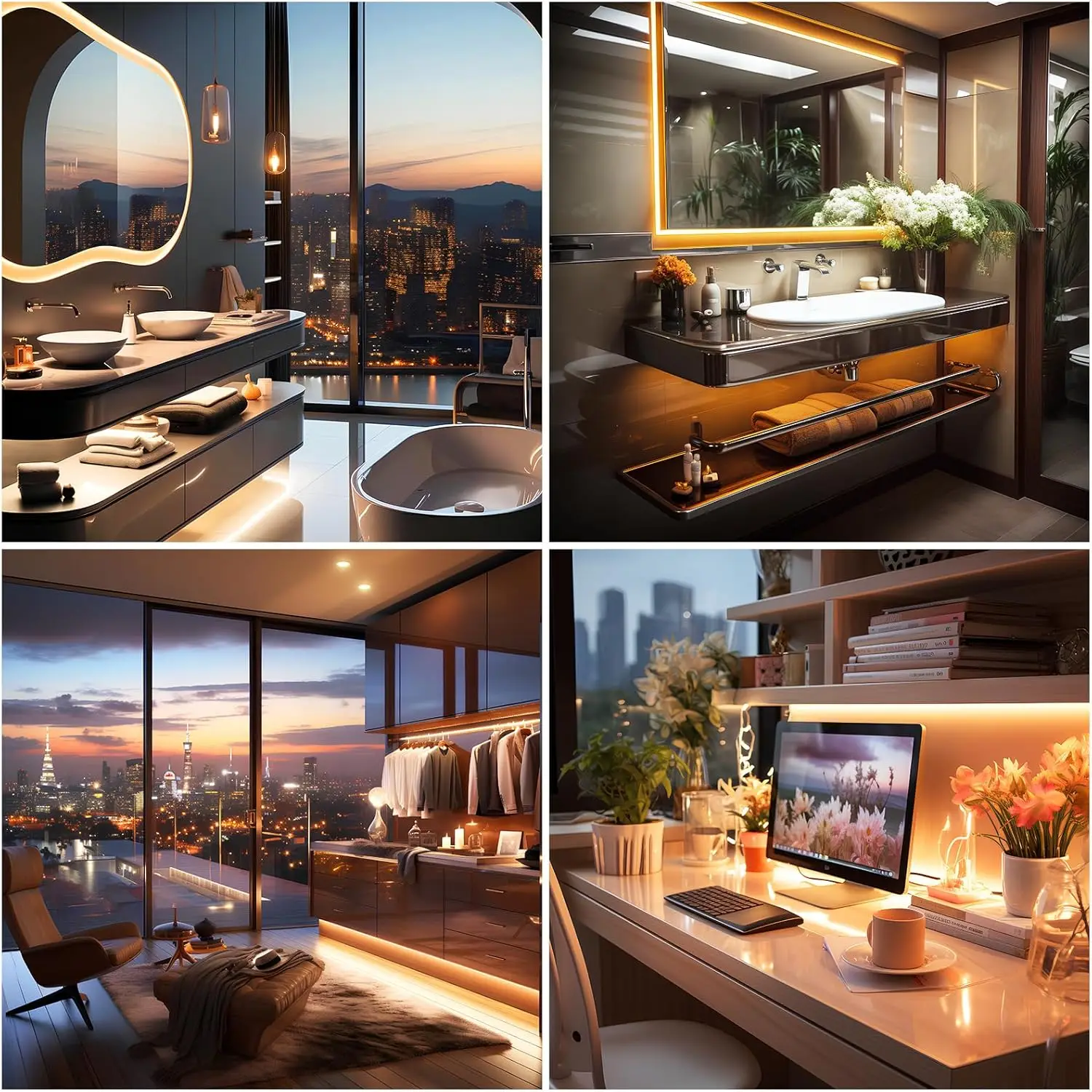 Bande lumineuse LED COBLED, auto-arina, flexible, avec commande tactile, gradation continue