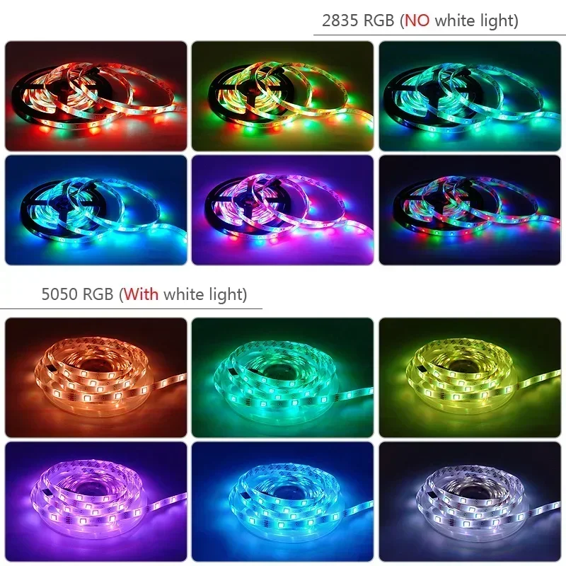 Bande lumineuse LED RGB 5050, synchronisation de la musique, couleur changeante, contrôle par application, DC12V, bande de lampe Flexible pour la décoration de la pièce, avec prise ue