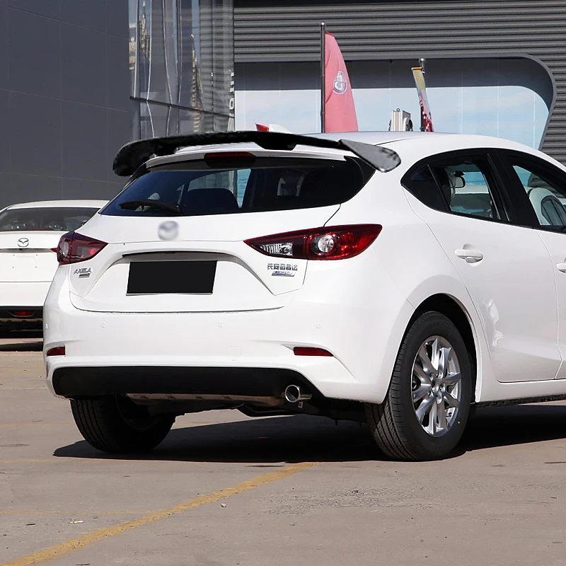 

Spoiler High Quality ABS Material Exterior Accessories Car Rear Wing Carbon Fiber Look Rear Spoiler For Mazda3 Axela 2014-2019
