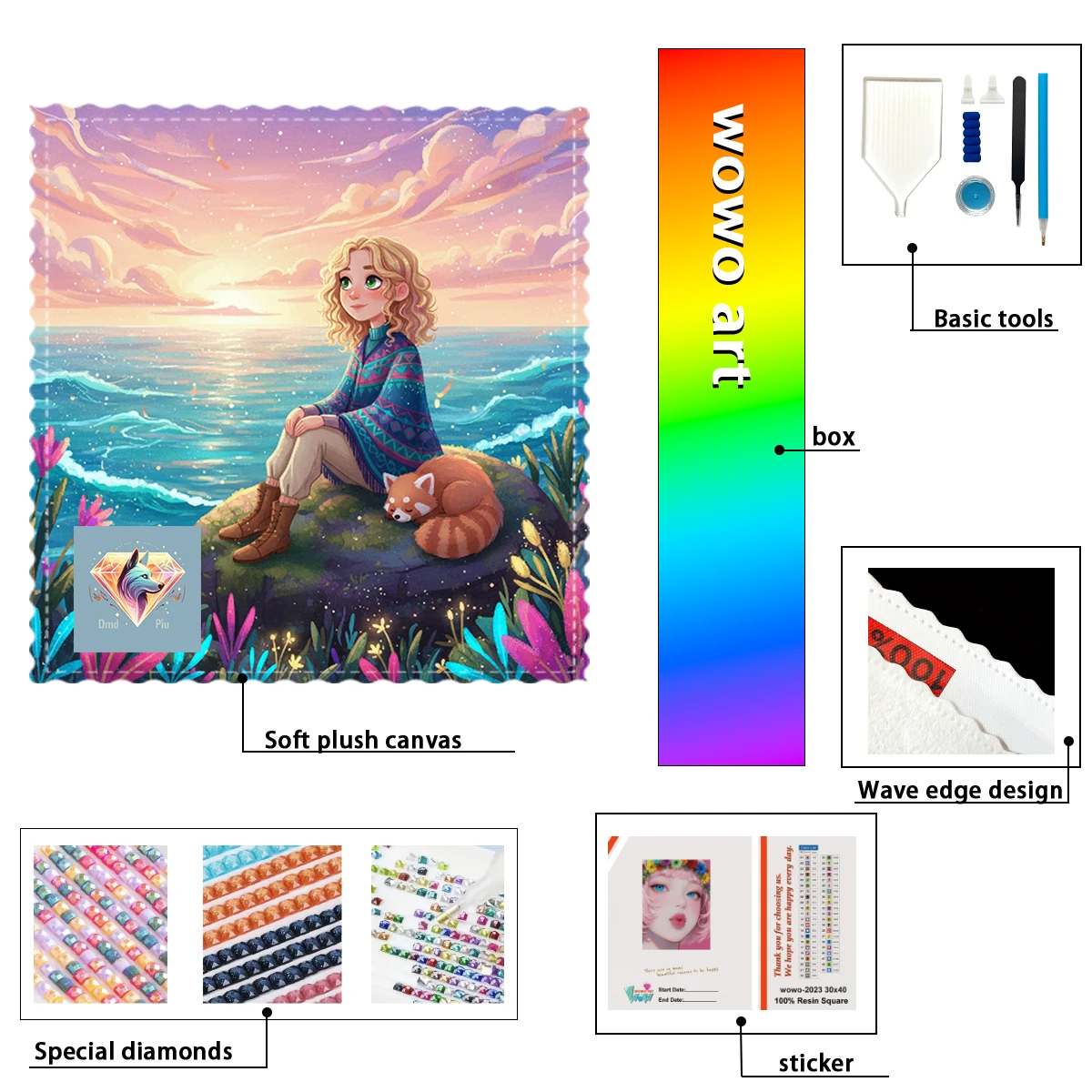 

【Piu Diamond Art】Кристаллы Crystal AB и FD, идеальные стразы из смолы для вышивания (Diamond Art) — Девочка и лунный кот