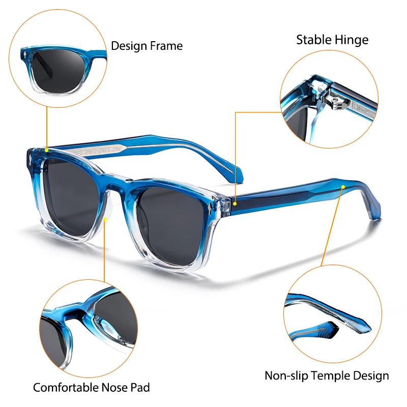 CATERSIDE Occhiali da sole polarizzati da uomo quadrati alla moda Design del marchio Occhiali da sole di tendenza Occhiali da viaggio per feste all'aperto da donna Uv400