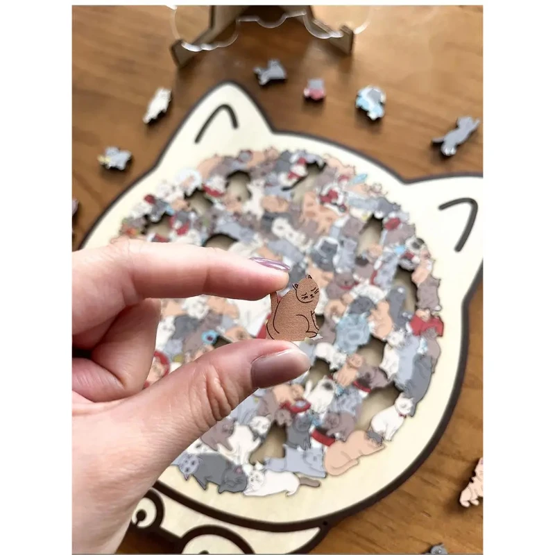 

135-piece Morandi-colored Cat-shaped Puzzle with Cat Silhouette Frame Macaron Color Cut Cat Pieces Cat Puzzle Ornaments