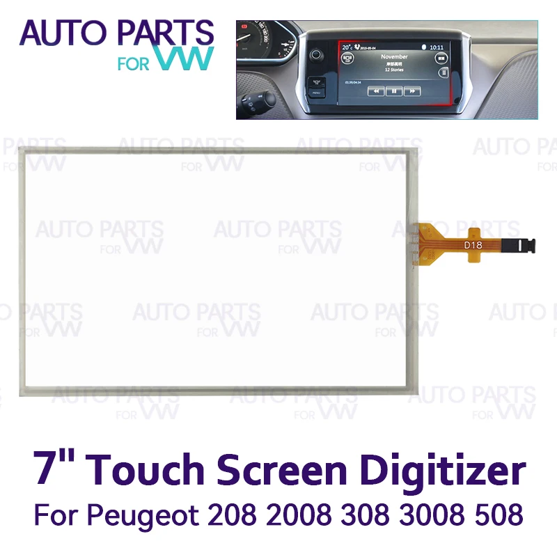 7 Inch Black Glass Touch Screen Panel Digitizer Lens For Peugeot 208 2008 308 Citroen C5 C4L C3xr Car DVD Player GPS Navigation