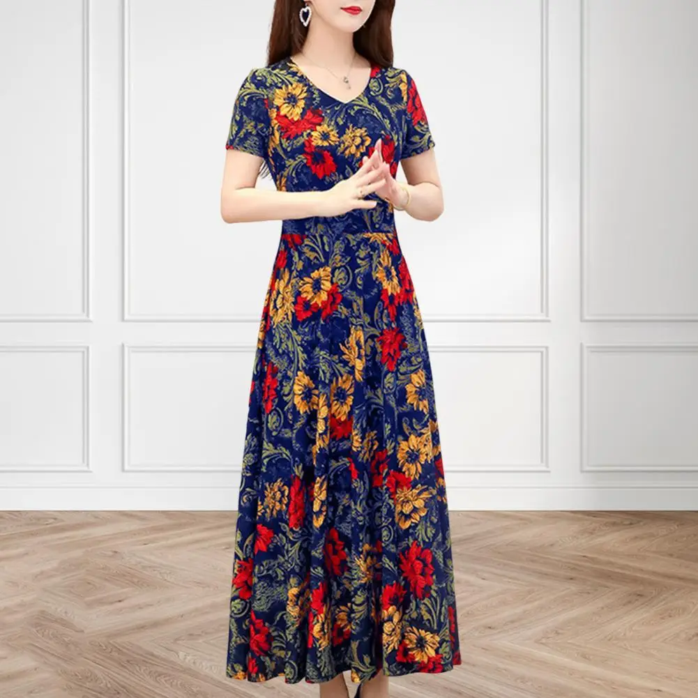 

Stylish Lady Summer Dress Ankle Length Dress-up Vintage Colorful Lady Dress