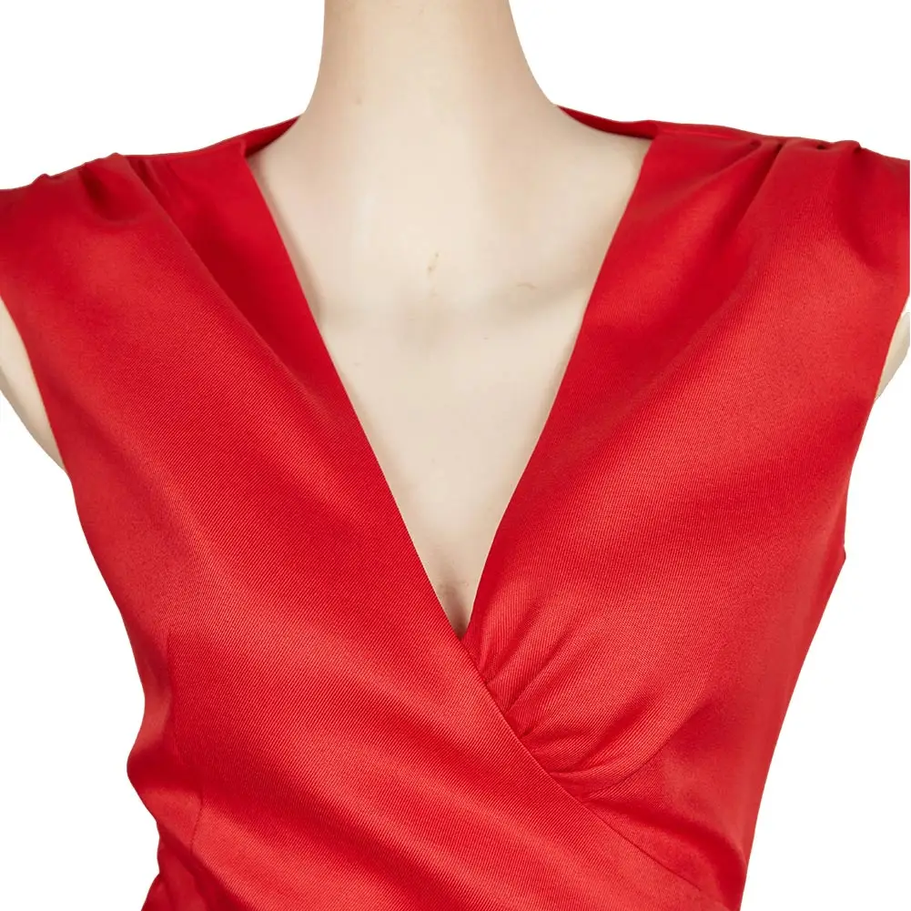 엘리자베스 코스프레 빈티지 섹시 로우 넥 레드 쇼트 원피스, 2024 영화 실체 코스튬 변장, 성인 여성 의상, 판타지