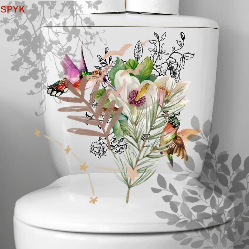 Plant Leaves Wall Sticker Toilet WC Self Adhesive: Mural Flower Home Decoration Refrigerator