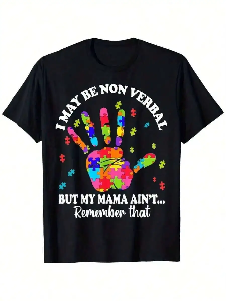 Boys Girls, I May Be Nonverbal, But My Mother Is Not A Hand-Held T-Shirt. Children's Boy And Girl Cotton Top Sleeved, Street 100% Cotton Kids Trendy Y2K Short-Sleeve Tee – Soft, Breathable, Sweat-Wicking, Skin-Friendly For Boys Girls