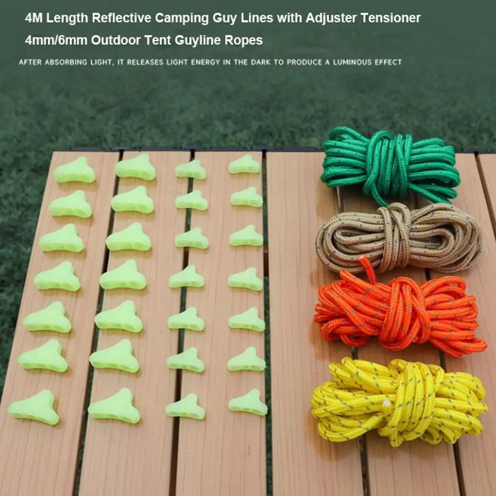 

Тросы для крепления палаток 4 мм/6 мм, длина 4 м, с регулировкой натяжения, светоотражающие, для кемпинга, аксессуары для кемпинга